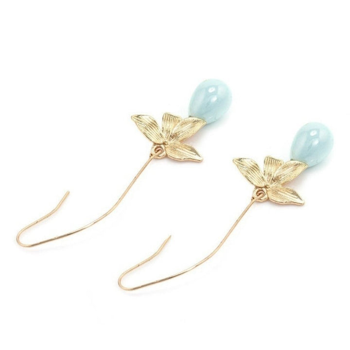 Fashion Alloy Leaf Faux Pearl Dangle Hook Earrings Women Charming Jewelry Gift Image 11