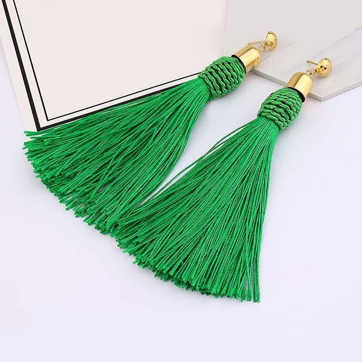 Bohemian Wedding Tassel Ear Studs Long Dangle Earrings Bridal Bridesmaid Jewelry Image 4