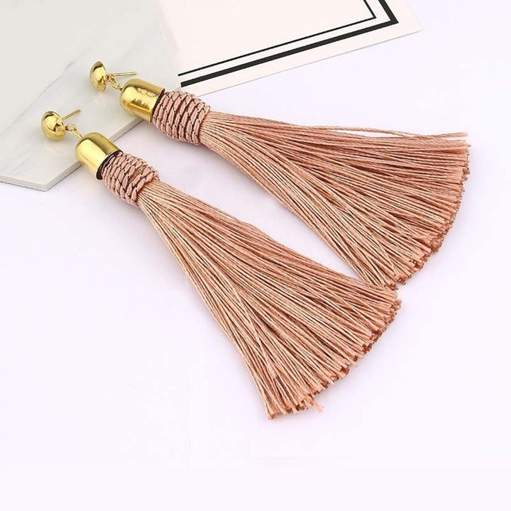 Bohemian Wedding Tassel Ear Studs Long Dangle Earrings Bridal Bridesmaid Jewelry Image 6