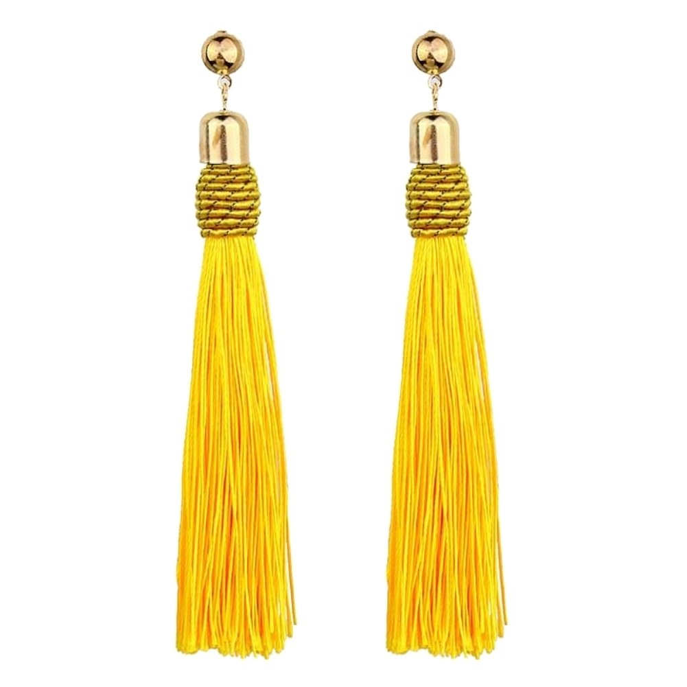 Bohemian Wedding Tassel Ear Studs Long Dangle Earrings Bridal Bridesmaid Jewelry Image 1