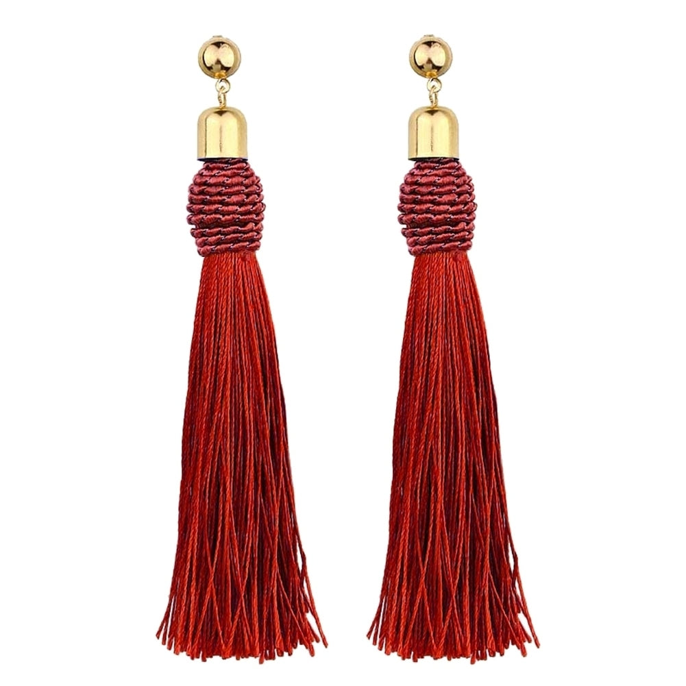 Bohemian Wedding Tassel Ear Studs Long Dangle Earrings Bridal Bridesmaid Jewelry Image 8