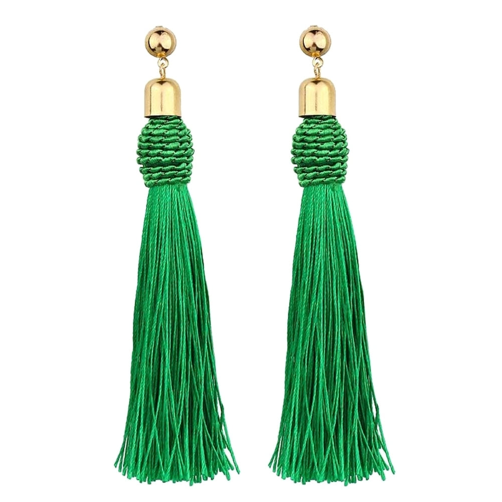 Bohemian Wedding Tassel Ear Studs Long Dangle Earrings Bridal Bridesmaid Jewelry Image 9