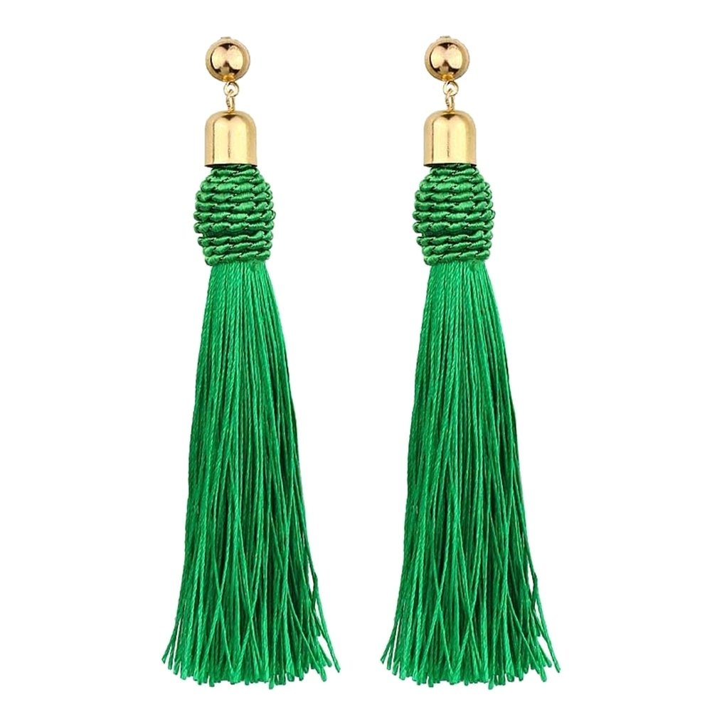 Bohemian Wedding Tassel Ear Studs Long Dangle Earrings Bridal Bridesmaid Jewelry Image 1