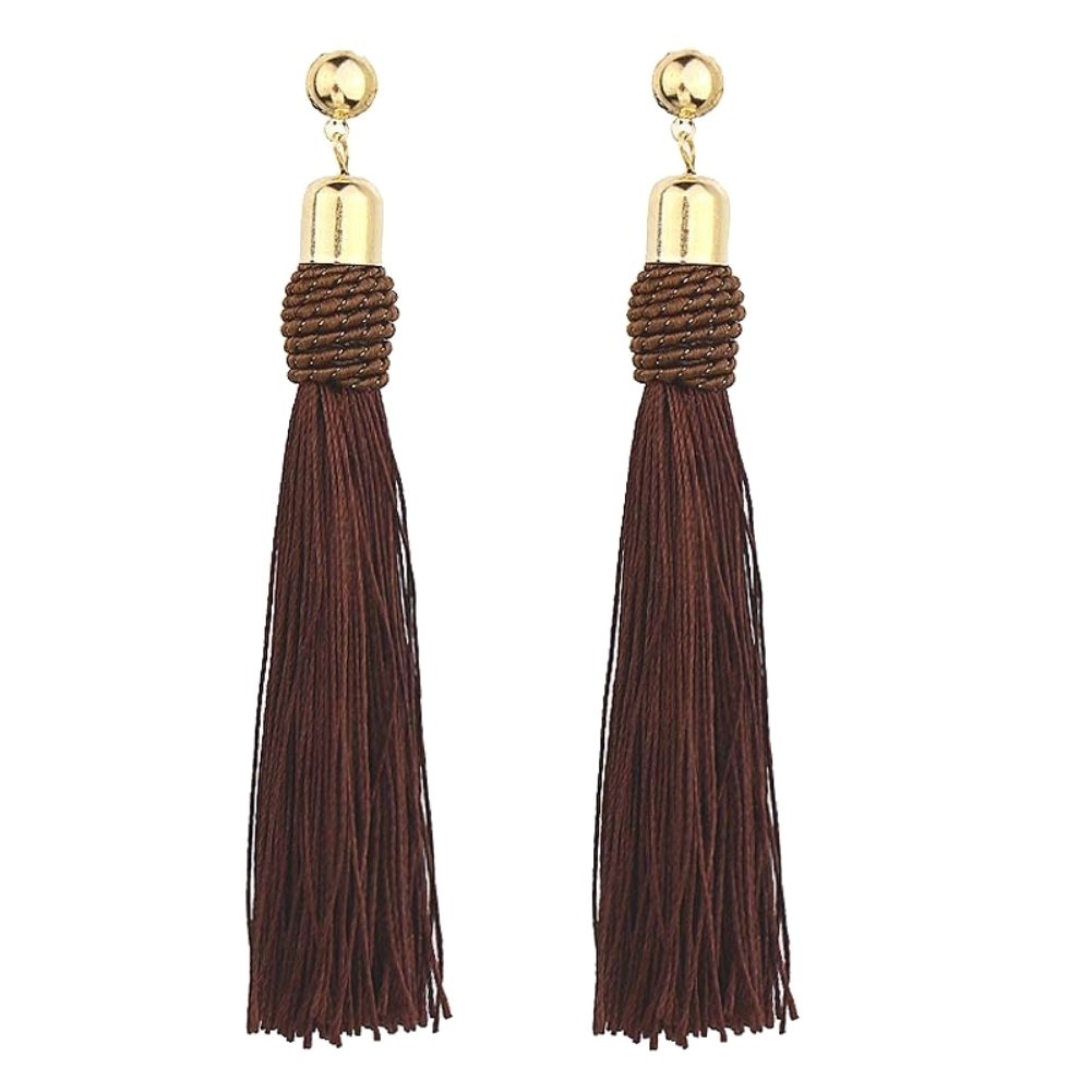 Bohemian Wedding Tassel Ear Studs Long Dangle Earrings Bridal Bridesmaid Jewelry Image 1