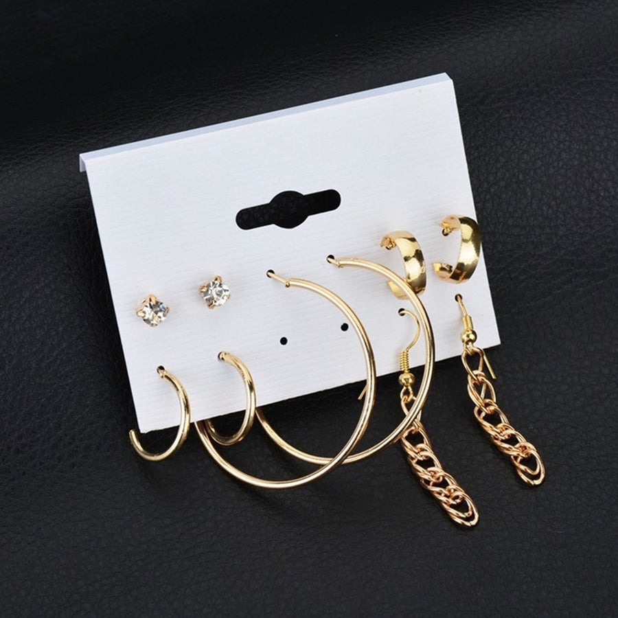 Fashion Stud Hook Hoop Earrings Shiny Rhinestone Women Jewelry Set Gift Image 1