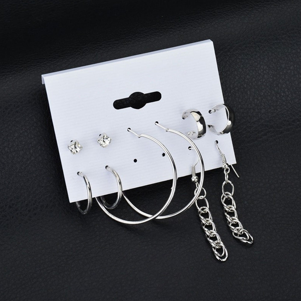 Fashion Stud Hook Hoop Earrings Shiny Rhinestone Women Jewelry Set Gift Image 2