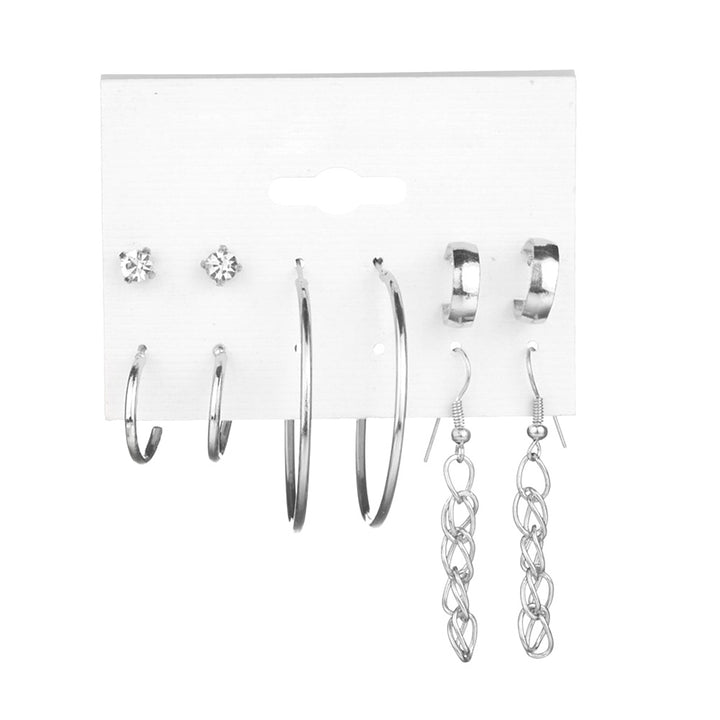 Fashion Stud Hook Hoop Earrings Shiny Rhinestone Women Jewelry Set Gift Image 4