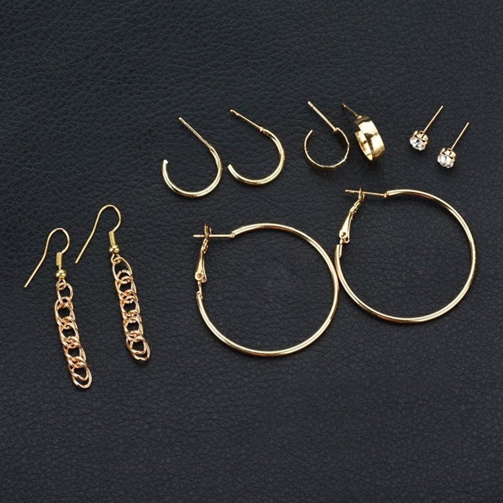 Fashion Stud Hook Hoop Earrings Shiny Rhinestone Women Jewelry Set Gift Image 4