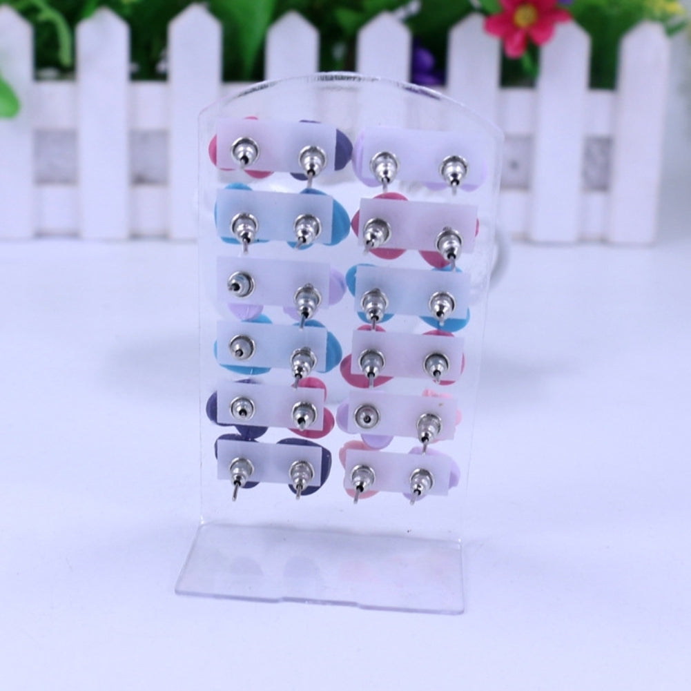 12 Pairs Fashion Multicolor Resin Flower Ear Stud Earrings Set Women Jewelry Image 6