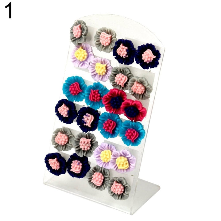 12 Pairs Fashion Multicolor Resin Flower Ear Stud Earrings Set Women Jewelry Image 10