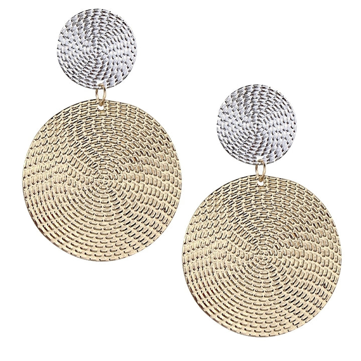 Women Exaggerated Geometric Circular Pendant Concave Convex Earring Jewelry Image 6