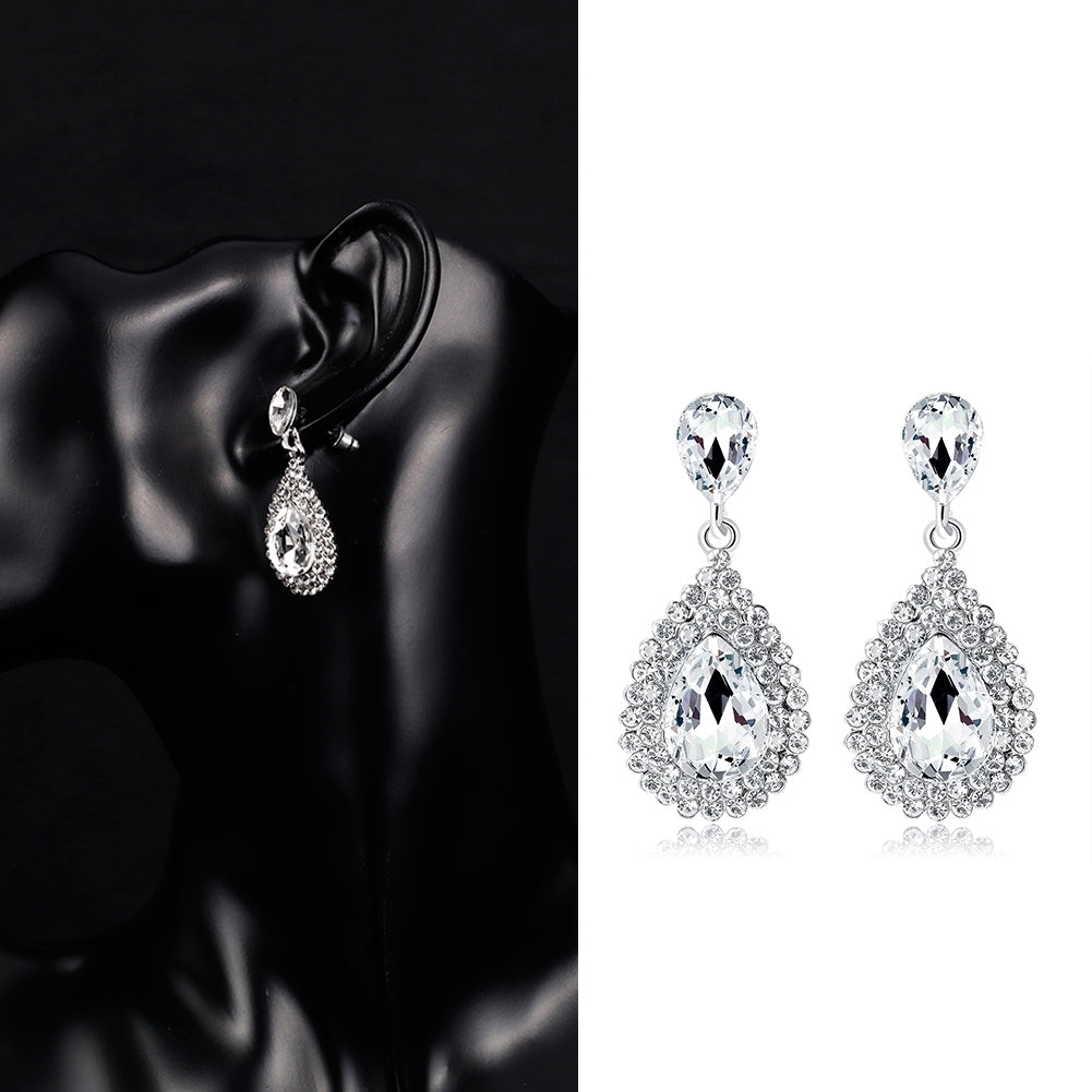 Luxury Water Drop Rhinestone Women Earrings Dangle Ear Drop Jewelry Charm Decor Image 1