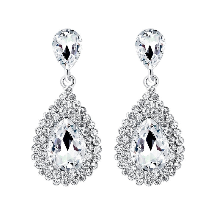 Luxury Water Drop Rhinestone Women Earrings Dangle Ear Drop Jewelry Charm Decor Image 4