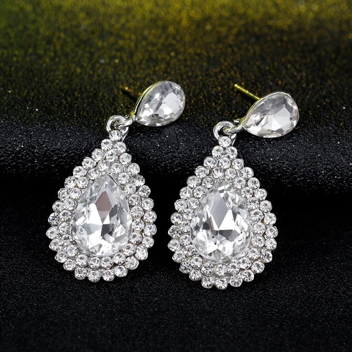 Luxury Water Drop Rhinestone Women Earrings Dangle Ear Drop Jewelry Charm Decor Image 4