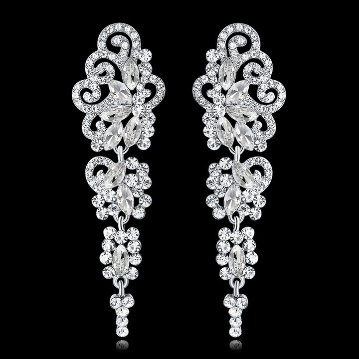 Women Long Dangle Chandelier Earrings Engagement Bridal Rhinestone Jewelry Gift Image 1