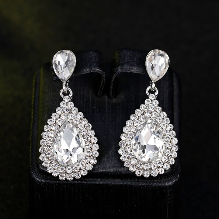 Luxury Water Drop Rhinestone Women Earrings Dangle Ear Drop Jewelry Charm Decor Image 7