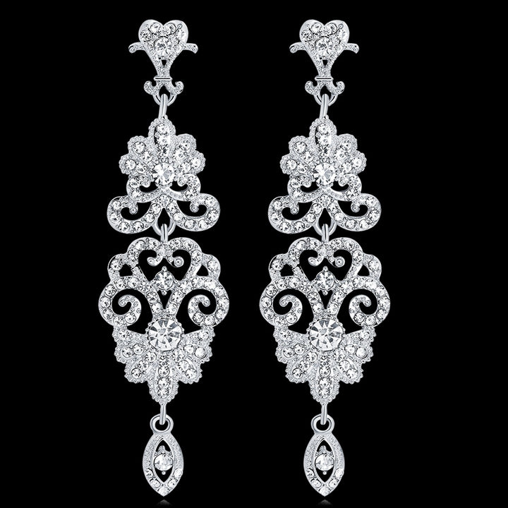 Fashion Hollow Rhinestone Pendant Earrings Bride Wedding Party Jewelry Gift Image 2