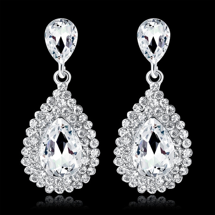 Luxury Water Drop Rhinestone Women Earrings Dangle Ear Drop Jewelry Charm Decor Image 9