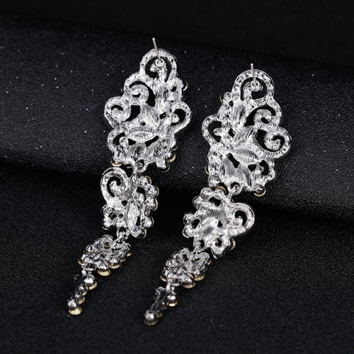 Women Long Dangle Chandelier Earrings Engagement Bridal Rhinestone Jewelry Gift Image 4