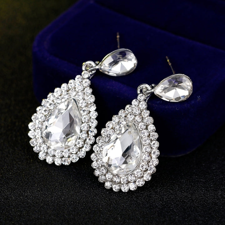 Luxury Water Drop Rhinestone Women Earrings Dangle Ear Drop Jewelry Charm Decor Image 10