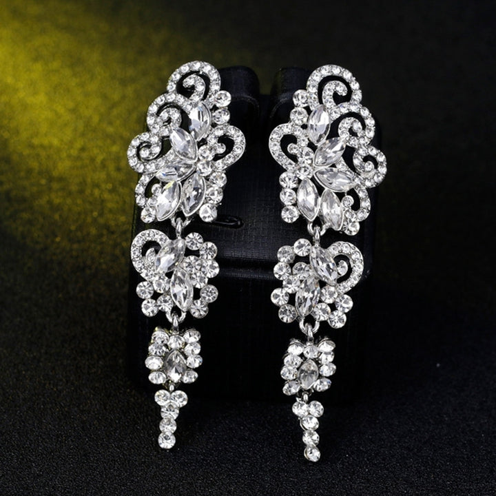 Women Long Dangle Chandelier Earrings Engagement Bridal Rhinestone Jewelry Gift Image 6