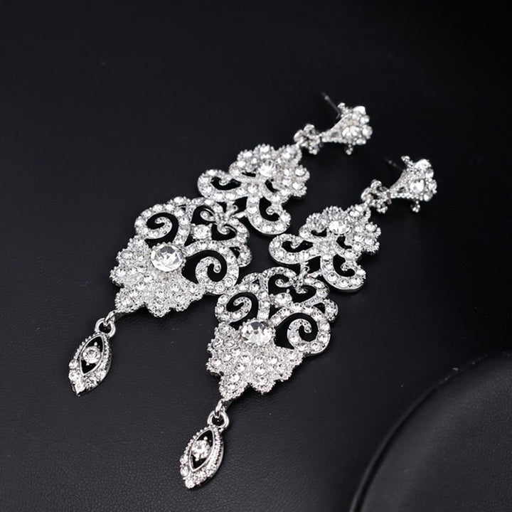 Fashion Hollow Rhinestone Pendant Earrings Bride Wedding Party Jewelry Gift Image 7