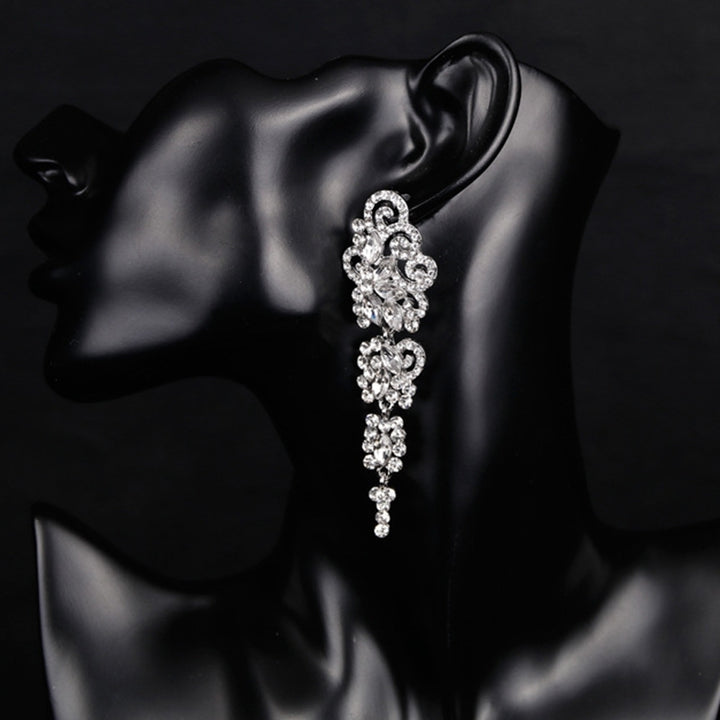 Women Long Dangle Chandelier Earrings Engagement Bridal Rhinestone Jewelry Gift Image 8