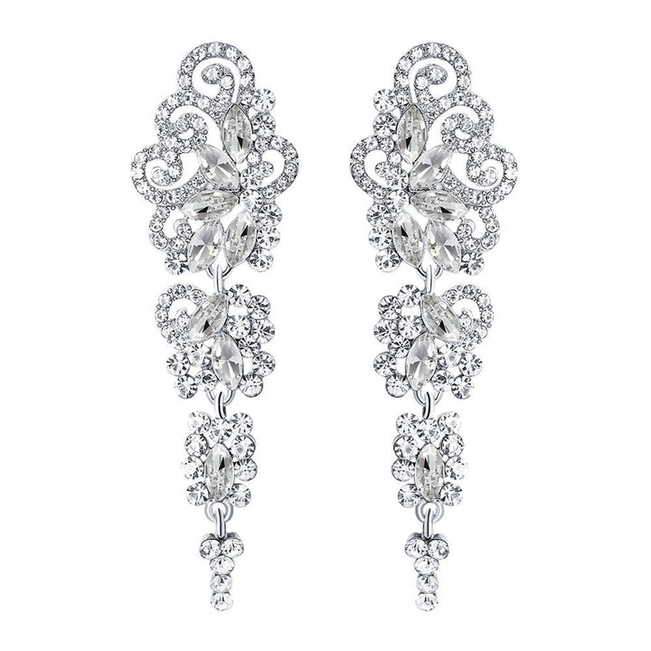 Women Long Dangle Chandelier Earrings Engagement Bridal Rhinestone Jewelry Gift Image 9