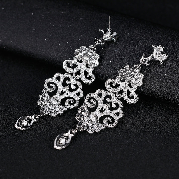 Fashion Hollow Rhinestone Pendant Earrings Bride Wedding Party Jewelry Gift Image 8