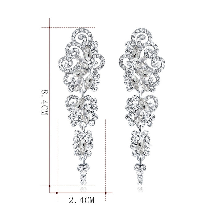 Women Long Dangle Chandelier Earrings Engagement Bridal Rhinestone Jewelry Gift Image 10