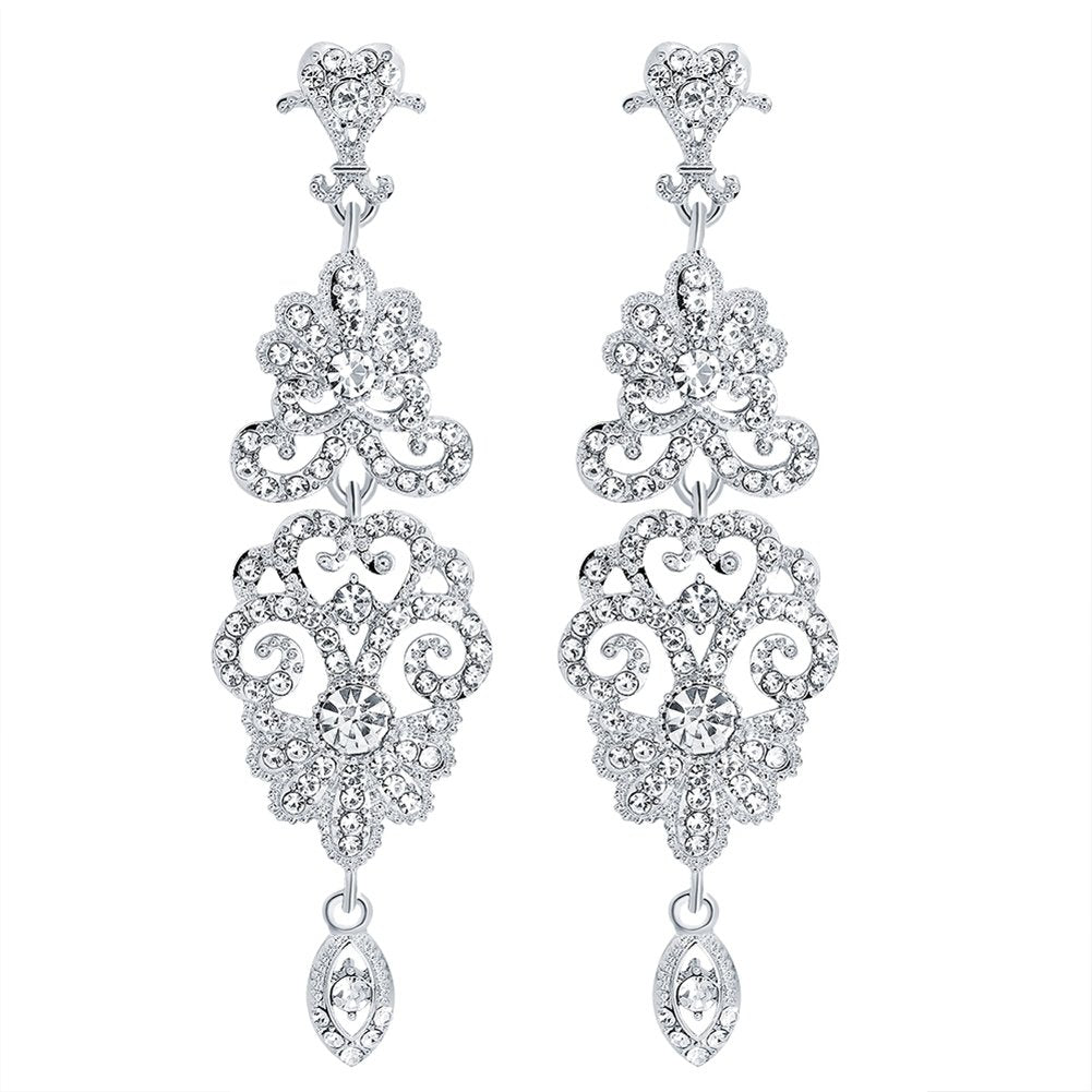 Fashion Hollow Rhinestone Pendant Earrings Bride Wedding Party Jewelry Gift Image 9