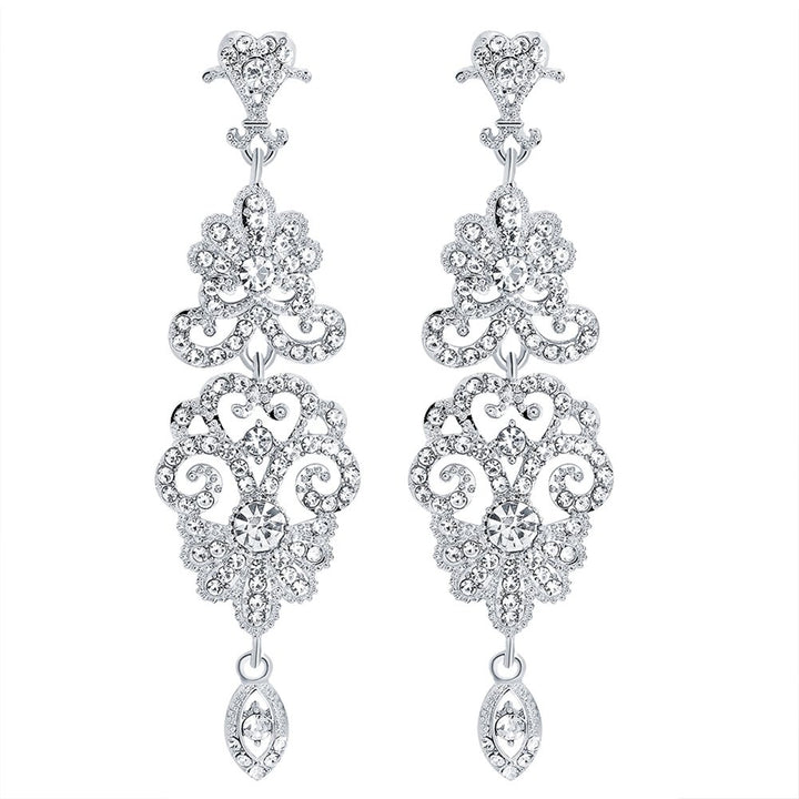 Fashion Hollow Rhinestone Pendant Earrings Bride Wedding Party Jewelry Gift Image 9