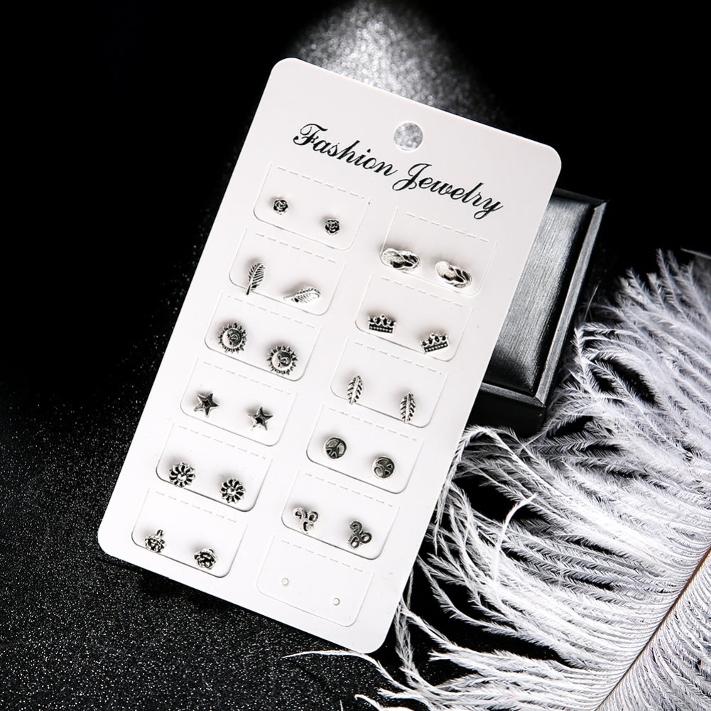 11 Pairs Bohemia Flower Leaf Small Ear Studs Women Earrings Party Decor Image 4