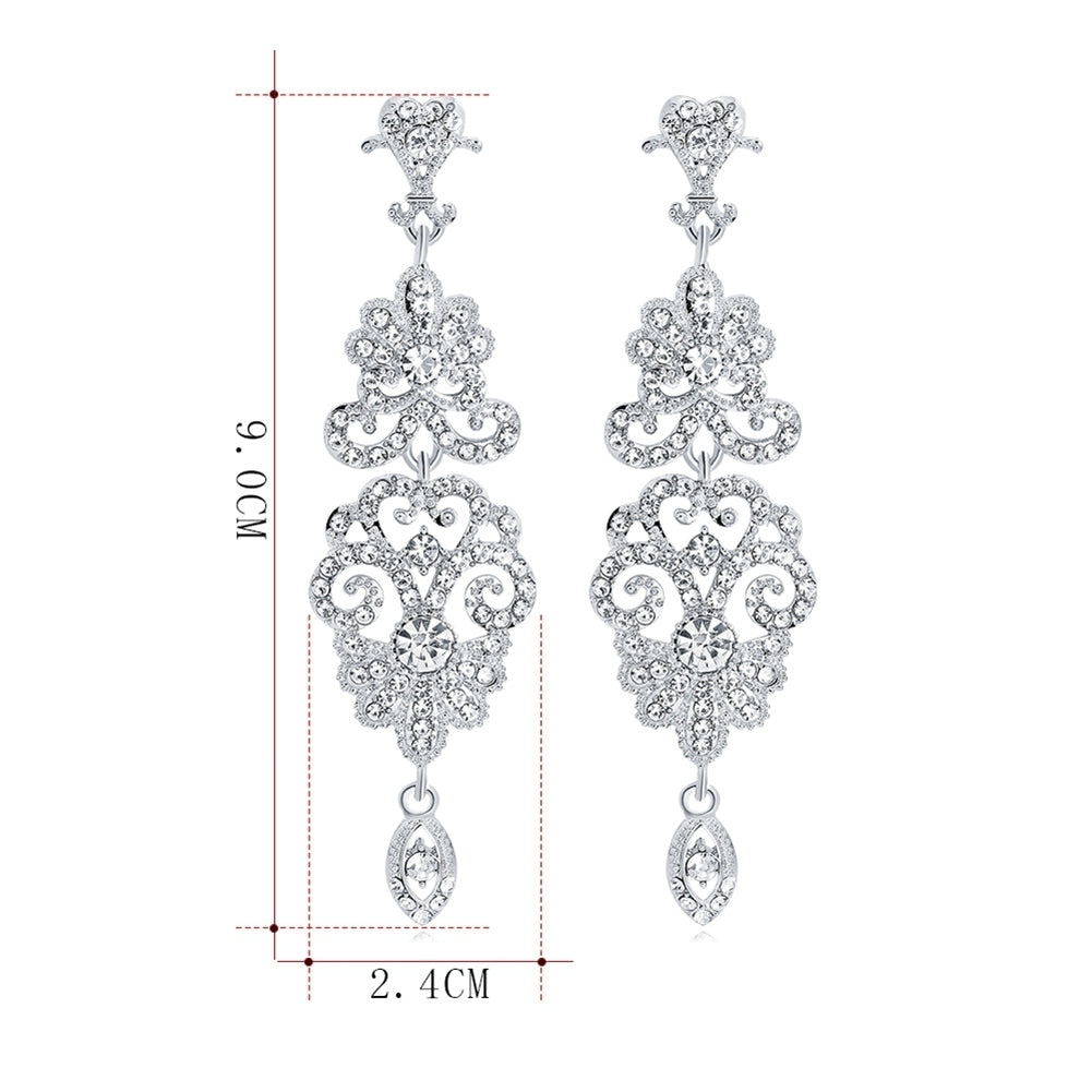 Fashion Hollow Rhinestone Pendant Earrings Bride Wedding Party Jewelry Gift Image 10