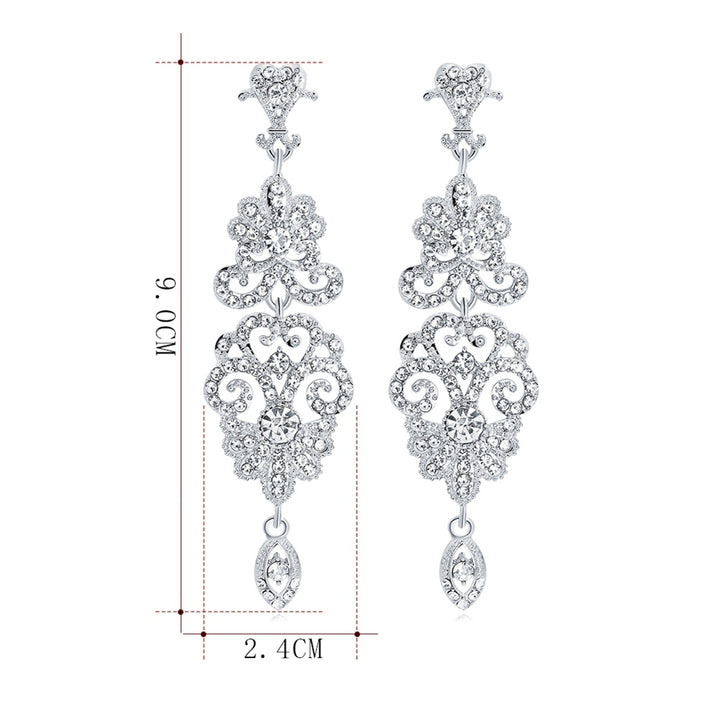 Fashion Hollow Rhinestone Pendant Earrings Bride Wedding Party Jewelry Gift Image 10