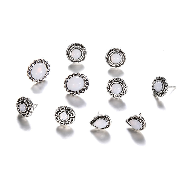 10Pcs Pebble Cobblestone Rhinestone Ear Stud Earrings Women Girl Party Jewelry Image 3