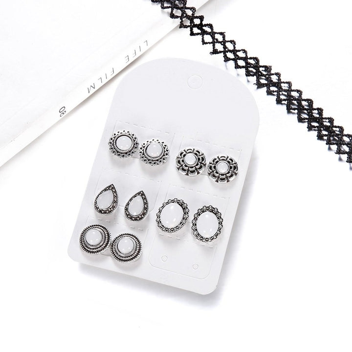 10Pcs Pebble Cobblestone Rhinestone Ear Stud Earrings Women Girl Party Jewelry Image 4