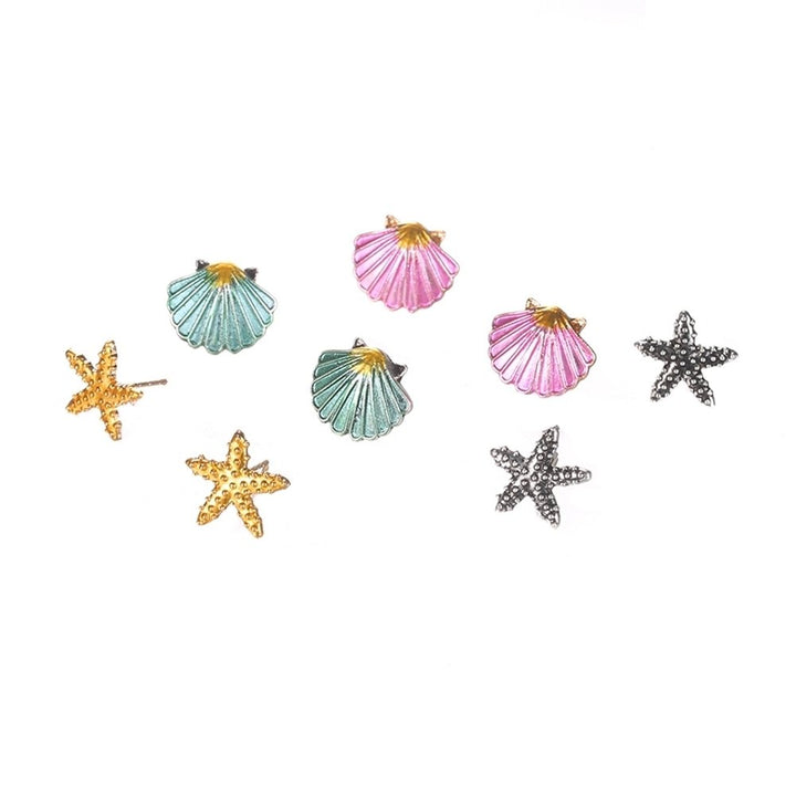 4 Pairs Boho Women Starfish Shell Stud Earrings Set Summer Jewelry Accessories Image 7