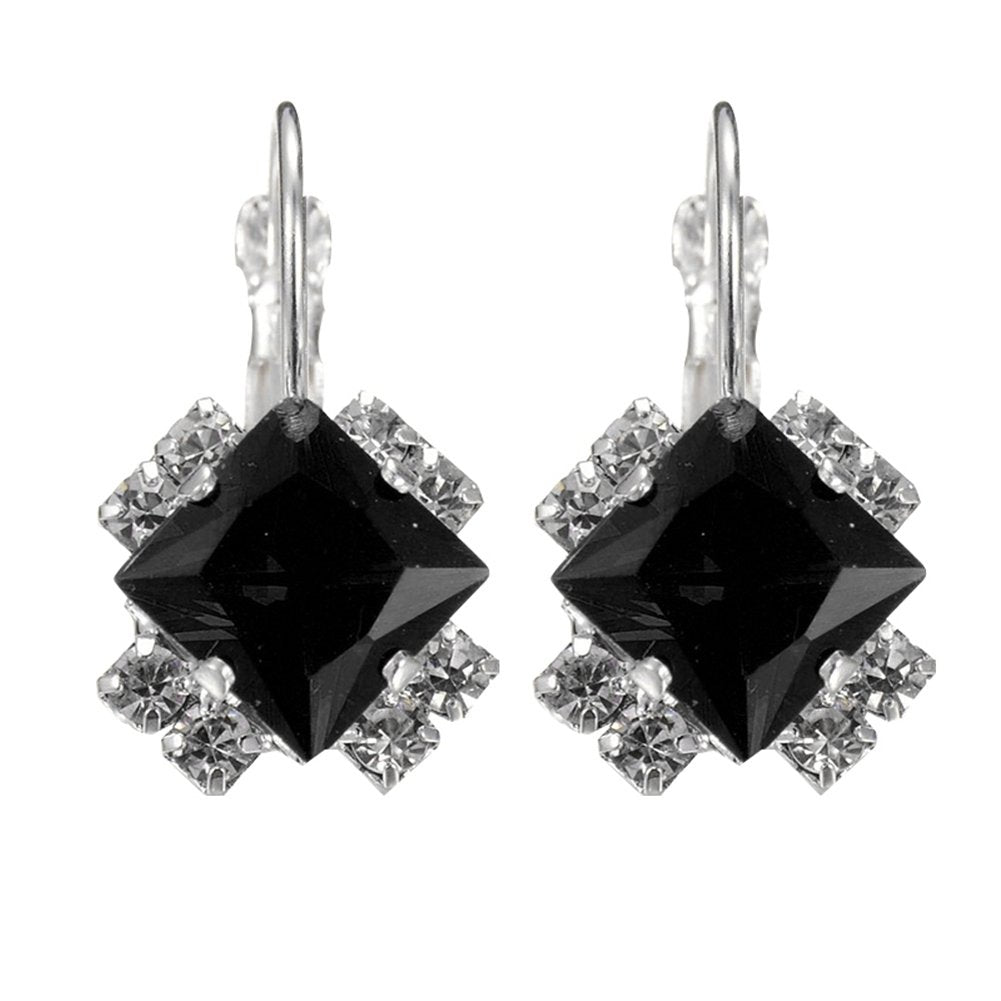 Fashion Women Shiny Rhinestone Leverback Earrings Wedding Engagement Jewelry Image 2