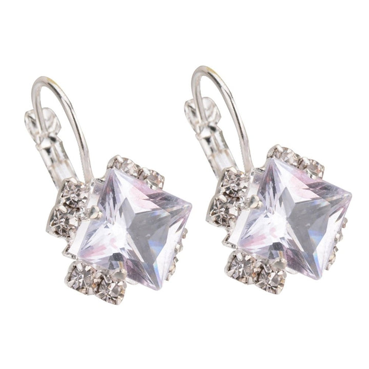 Fashion Women Shiny Rhinestone Leverback Earrings Wedding Engagement Jewelry Image 3