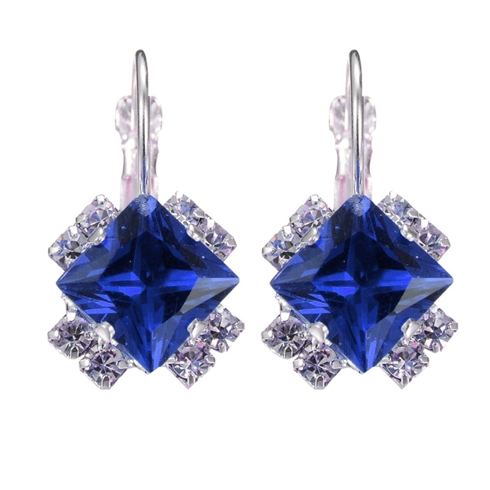 Fashion Women Shiny Rhinestone Leverback Earrings Wedding Engagement Jewelry Image 4