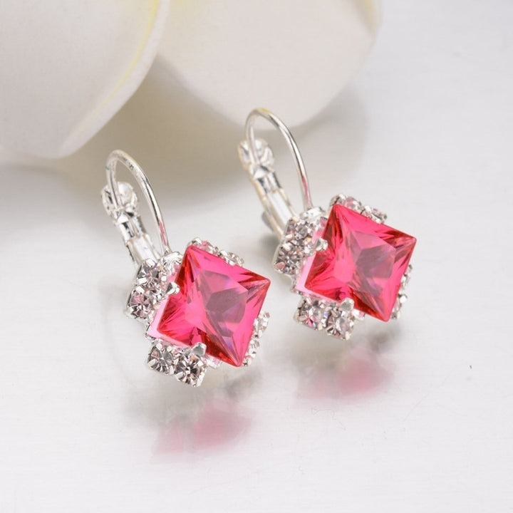 Fashion Women Shiny Rhinestone Leverback Earrings Wedding Engagement Jewelry Image 8