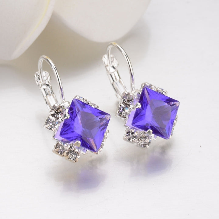 Fashion Women Shiny Rhinestone Leverback Earrings Wedding Engagement Jewelry Image 9