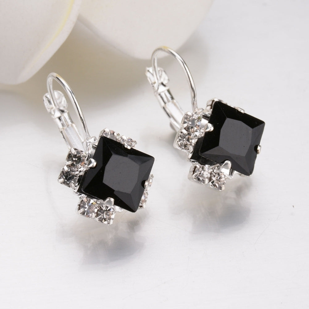 Fashion Women Shiny Rhinestone Leverback Earrings Wedding Engagement Jewelry Image 10