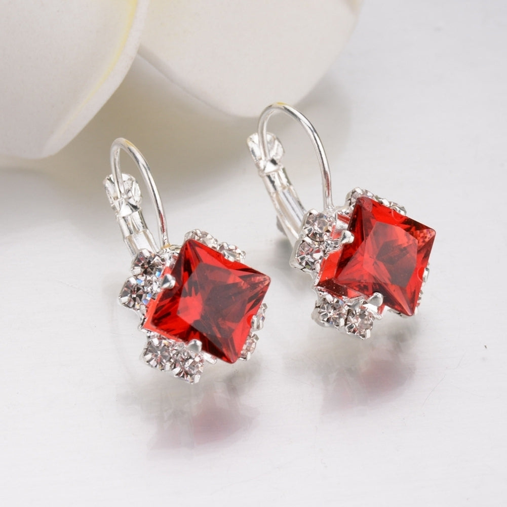 Fashion Women Shiny Rhinestone Leverback Earrings Wedding Engagement Jewelry Image 11