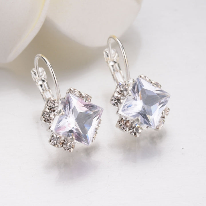 Fashion Women Shiny Rhinestone Leverback Earrings Wedding Engagement Jewelry Image 12