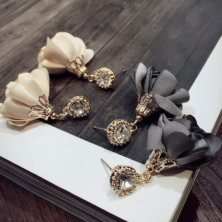 Women Fashion Rhinestone Flower Petals Pendant Drop Dangle Earrings Jewelry Gift Image 8