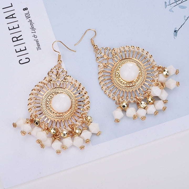 Bohemia Women Fashion Retro Tassel Beads Round Drop Dangle Hook Earring Jewelry Image 6