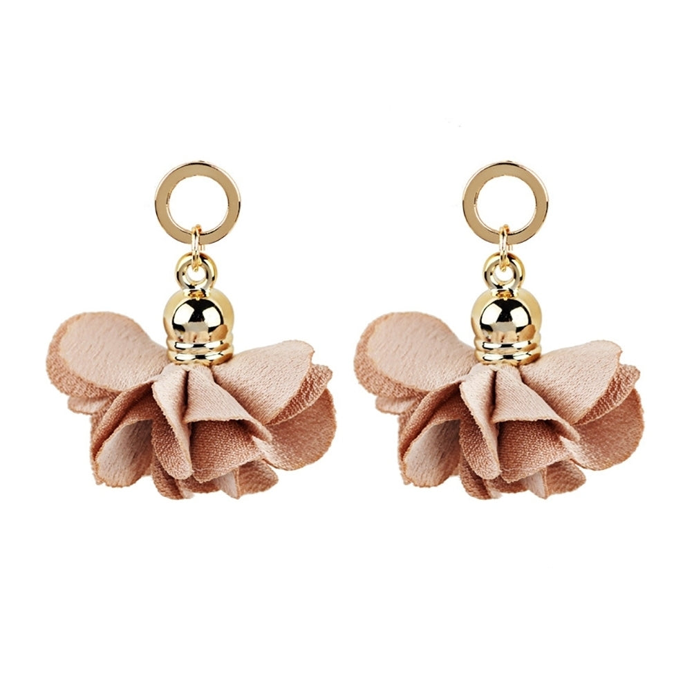 Women Fashion Fabric Flower Petals Pendant Drop Dangle Earrings Jewelry Gift Image 4