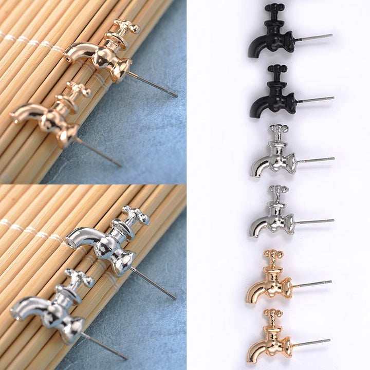 Fashion Women Water Faucet Tap Shape Ear Studs Earrings Jewelry Accessories Image 1